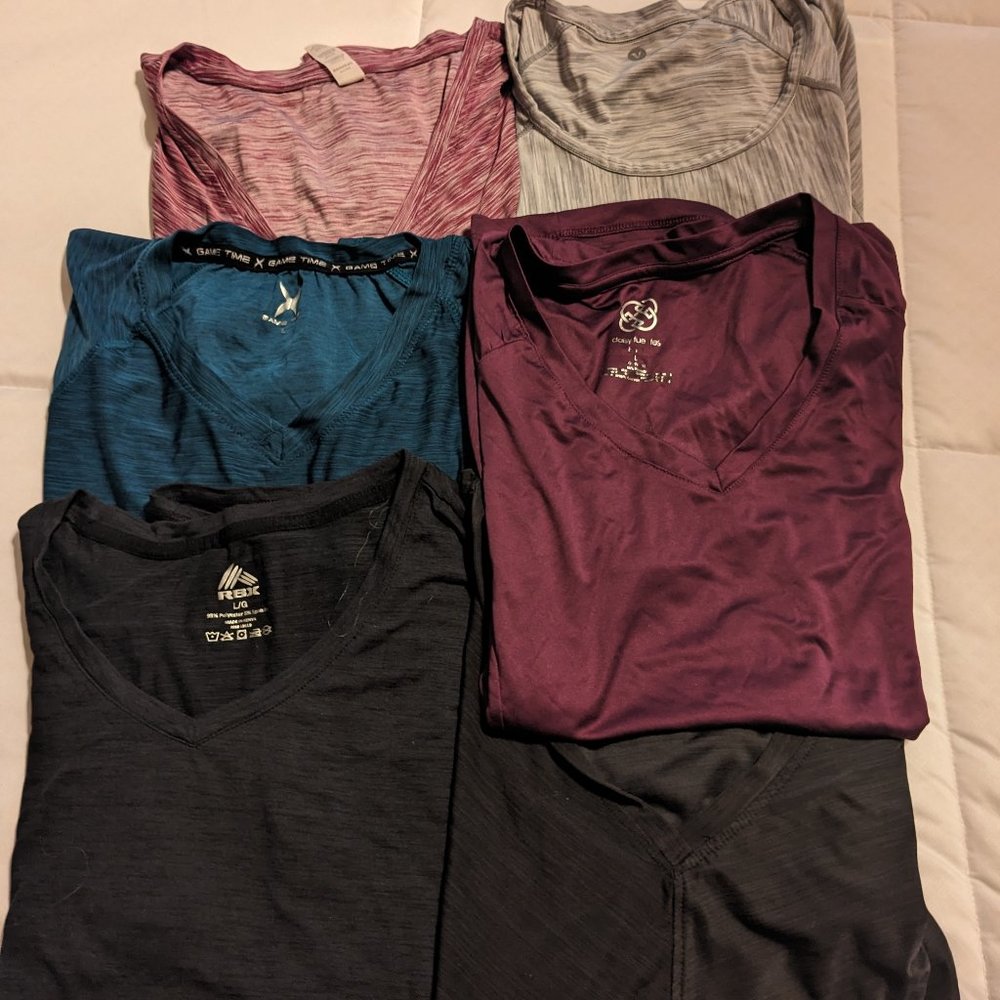 Bundle of 6 Athletic Short Sleeve Ladies Shirts - Size Large